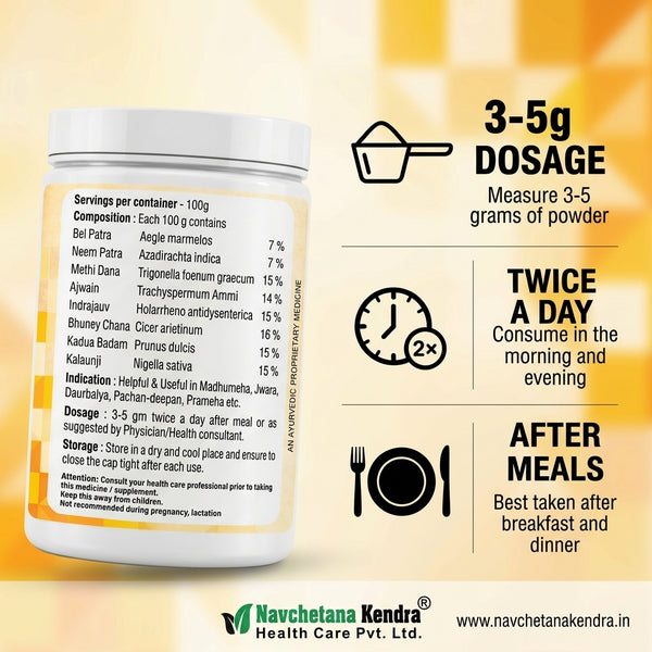 Diabakill Powder dosage and usage infographic