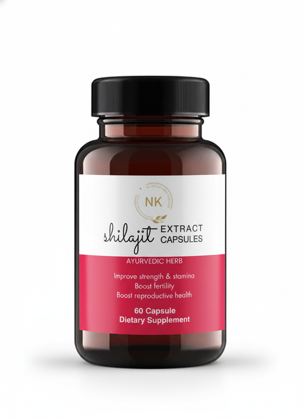Shilajeet Extract Capsules 60 Capsules bottle front – Navchetana Kendra Ayurvedic Herb