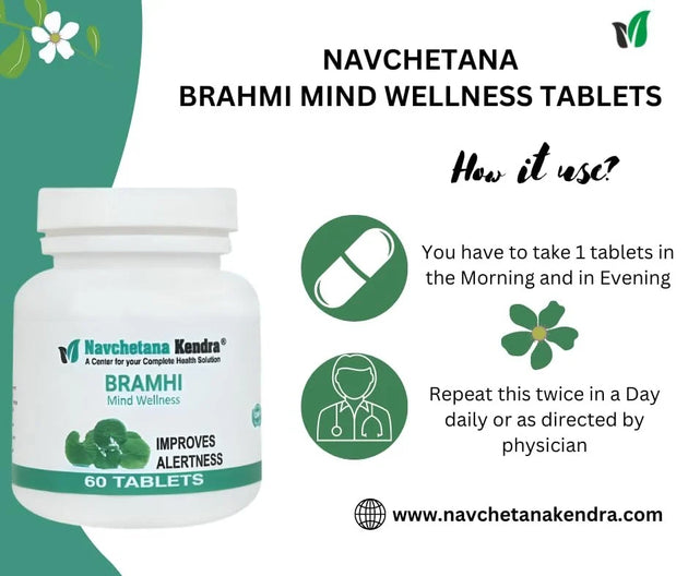 Navchetana Brahmi Mind Wellness Tablets – How to use, 1 tablet morning and evening