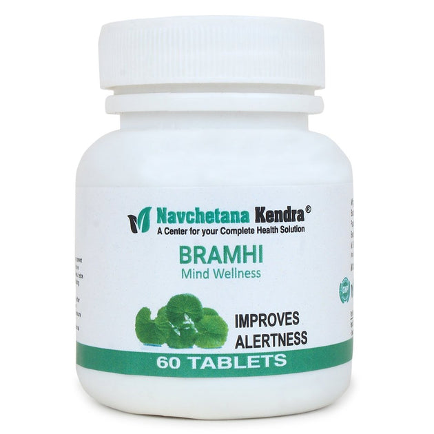 Brahmi Mind Wellness Tablets 60 Tablets bottle front – Navchetana Kendra Improves Alertness